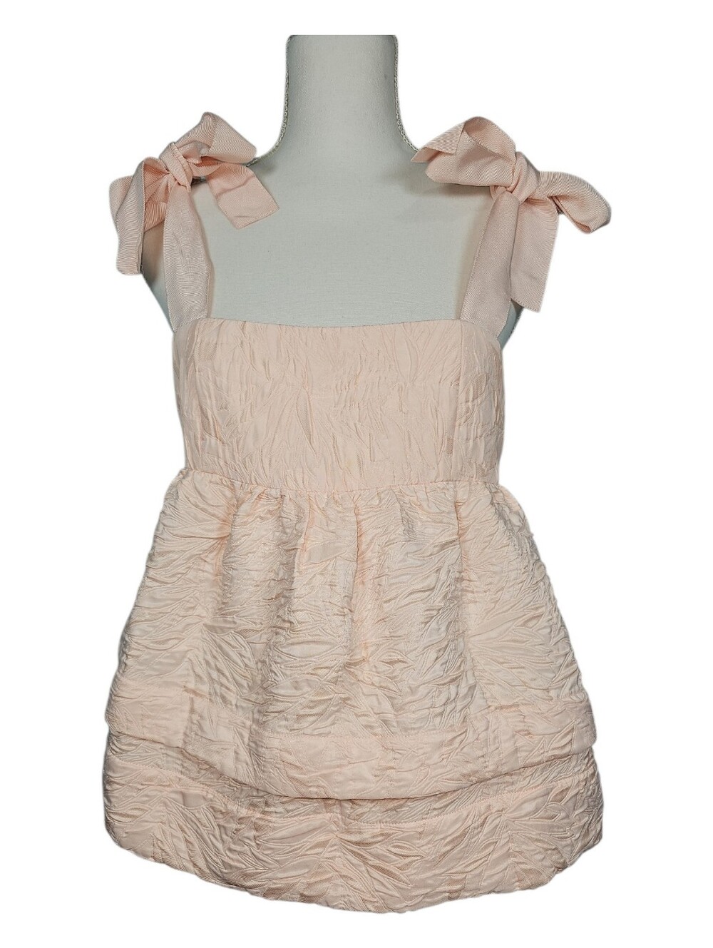 Hunter Bell Pale Pink Oversized Dressy Cami Tank Top Grosgrain Ribbon Wm Size 2